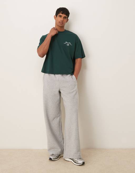 ASOS DESIGN boxy oversized heavyweight t-shirt with leaf print in green