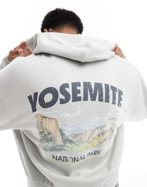 ASOS DESIGN boxy oversized  hoodie with back print in grey