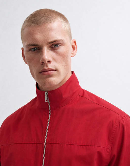 ASOS DESIGN boxy oversized jack met rits en opstaande boord in rood, 8 van 10