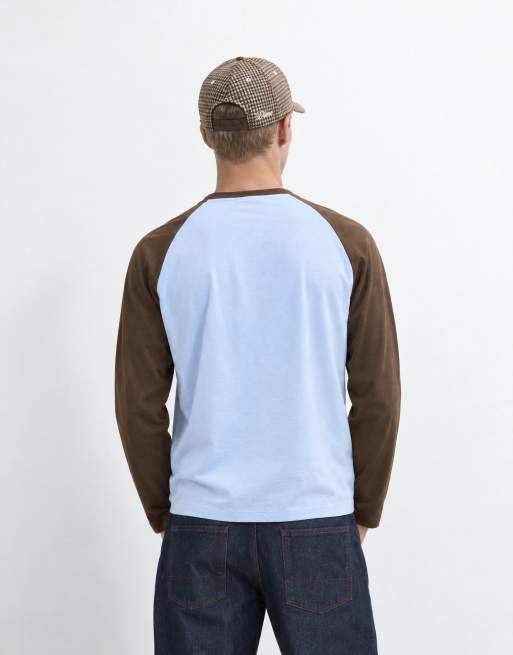 ASOS DESIGN boxy oversized langærmet raglan T-shirt i blå, 6 af 8