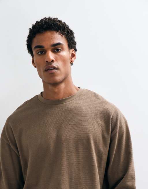 ASOS DESIGN boxy oversized langærmet T-shirt i brun tekstur, 2 af 5