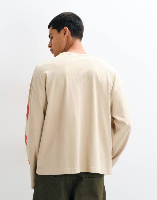 ASOS DESIGN boxy oversized langærmet T-shirt med grafisk print i gul, 3 af 5