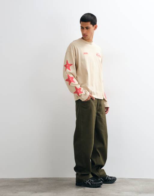 ASOS DESIGN boxy oversized langærmet T-shirt med grafisk print i gul, 4 af 5