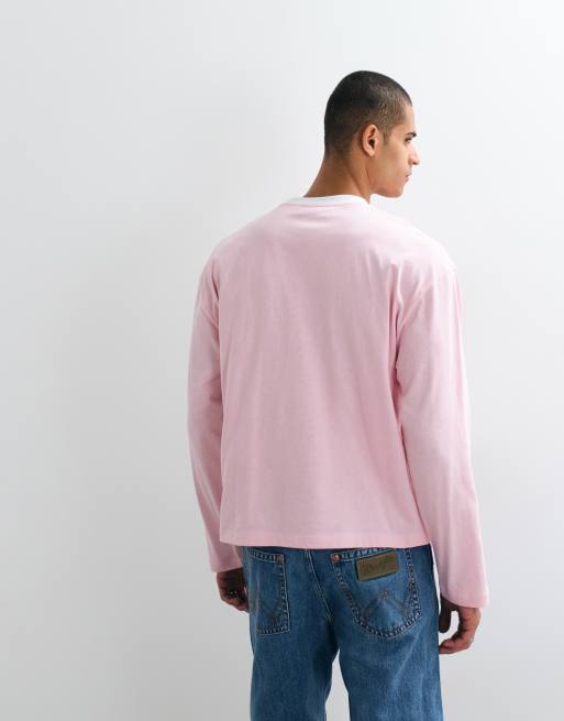 ASOS DESIGN boxy oversized langærmet T-shirt med surf team-grafik i pink, 5 af 5