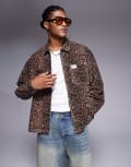 [ASOS DESIGN] ASOS DESIGN boxy oversized leopard print shirt in brown 2XL BROWN