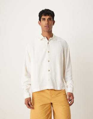 ASOS DESIGN boxy oversized linen blend shirt in white - view 1