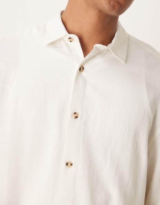 ASOS DESIGN boxy oversized linen blend shirt in white, 4 of 4