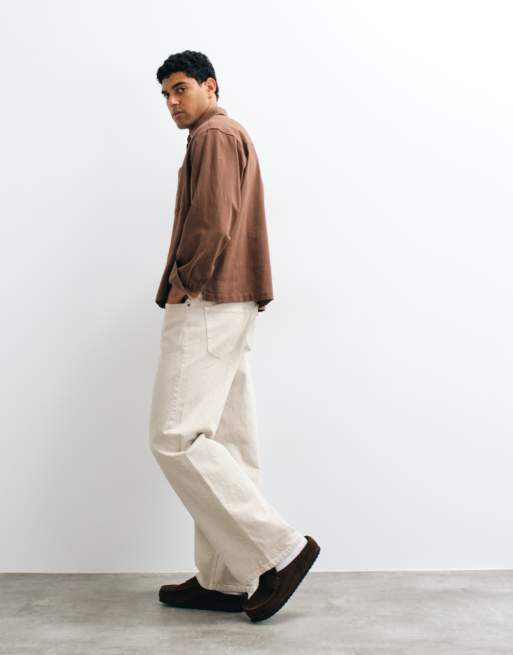 ASOS DESIGN boxy oversized linen look shirt in brown, 2 of 5