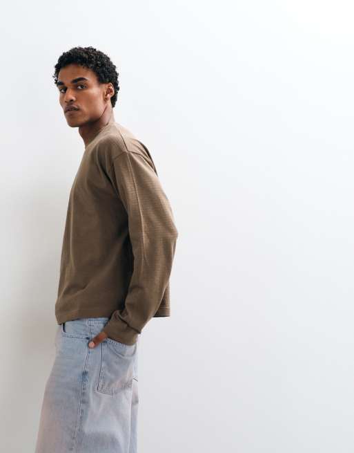 ASOS DESIGN boxy oversized long sleeve t-shirt in brown texture, 5 of 5