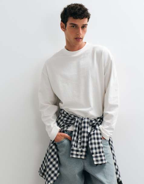 ASOS DESIGN boxy oversized long sleeve t-shirt in cream texture - view 1