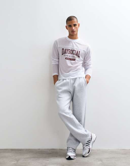 ASOS DESIGN boxy oversized long sleeve t-shirt with daysocial print in white sport mesh, 3 of 5