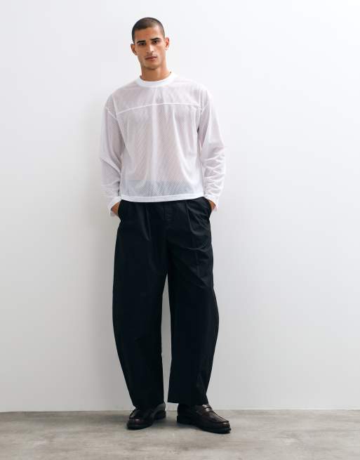 ASOS DESIGN boxy oversized mesh long sleeve top in white, 2 of 5