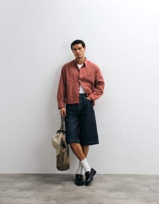 ДИЗАЙНЕРСКАЯ рубашка ASOS в мелкую клетку свободного кроя оверсайз красного цвета red