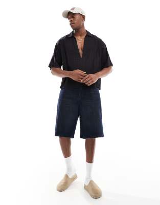 Asos Design Boxy Oversized Overhead Deep Camp Collar Shirt