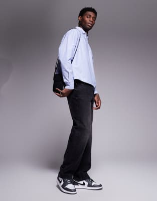 Asos Design Boxy Oversized Overhead Oxford Shirt In Blue
