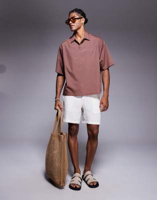 Asos Design Boxy Oversized Overhead Shirt In Pink