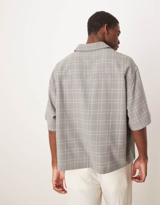 ASOS DESIGN boxy oversized overhead shirt in green check