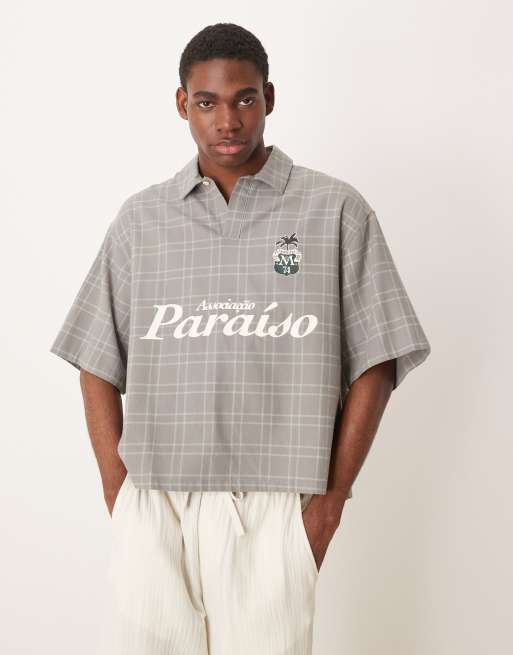 ASOS DESIGN boxy oversized overhead shirt in green check