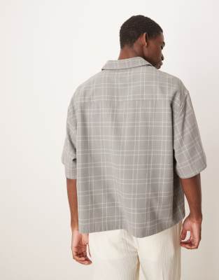 Asos Design Boxy Oversized Overhead Shirt In Gray