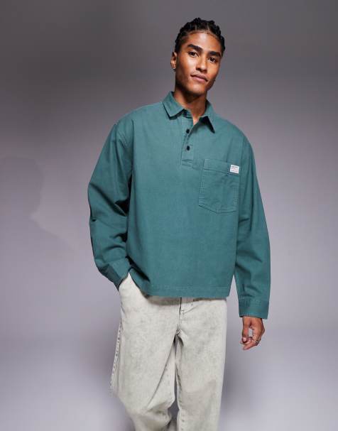 ASOS DESIGN boxy oversized overhead shirt in green - view 1