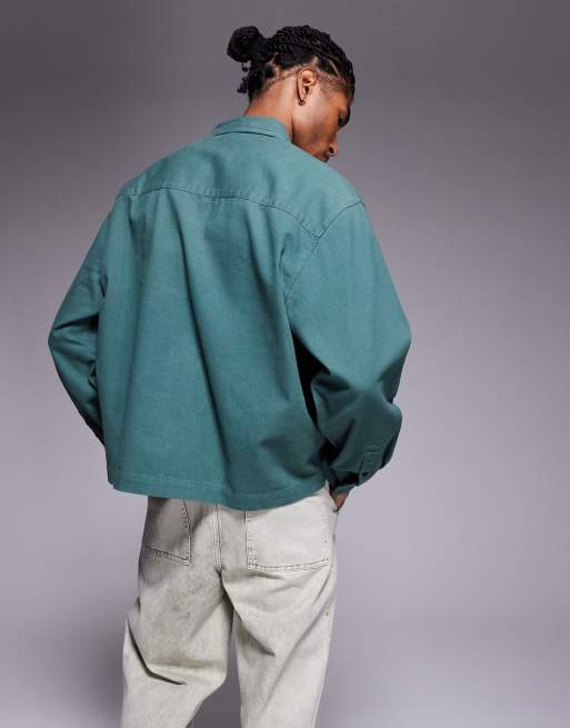 ASOS DESIGN boxy oversized overhead shirt in green