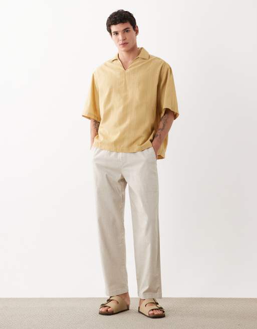 ASOS DESIGN boxy oversized overhead textured shirt in yellow, 3 of 5
