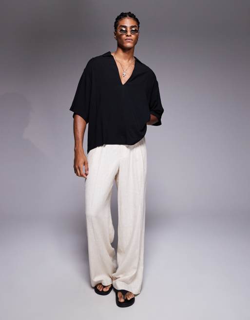 ASOS DESIGN boxy oversized overhead viscose shirt in black