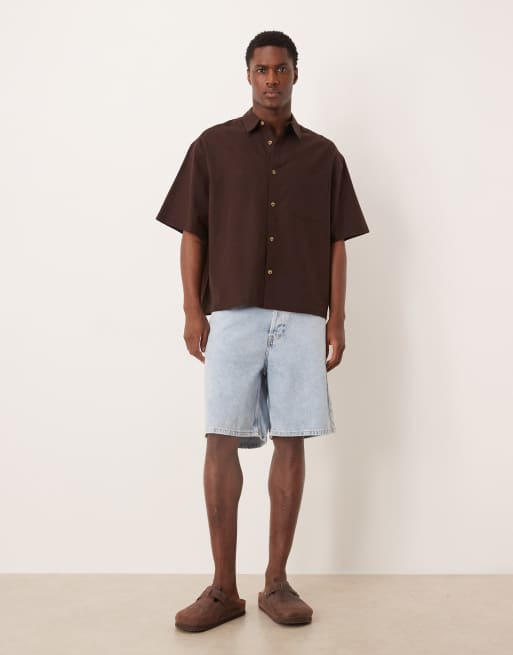 ASOS DESIGN - Boxy oversized overhemd van linnenmix in bruin, 2 van 5
