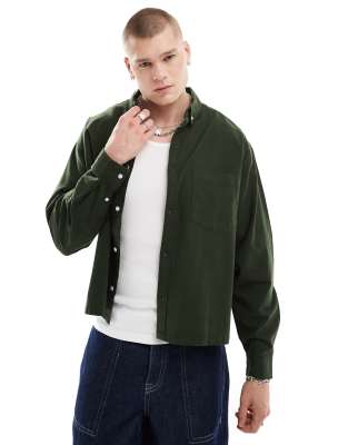 ASOS DESIGN boxy oversized oxford shirt in bottle green φωτογραφία