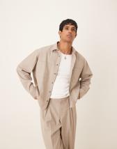 ASOS DESIGN boxy oversized striped shirt in gray - part of a set | ASOS