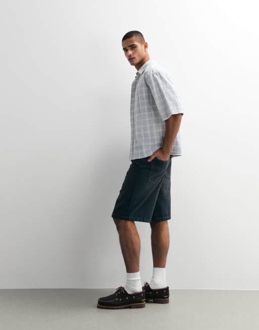 ASOS DESIGN boxy oversized plaid shirt in cream, 5 of 9