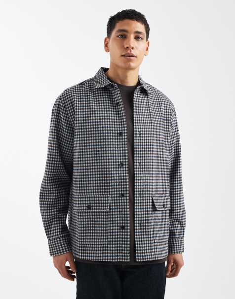 ASOS DESIGN boxy oversized check shirt in navy