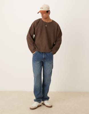 ASOS DESIGN BOXY OVERSIZED PLISSE LONG SLEEVE T-SHIRT