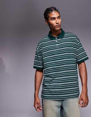 Asos Design Boxy Oversized Polo In Green