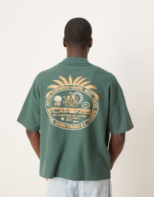 Asos Design Boxy Oversized Polo In Green