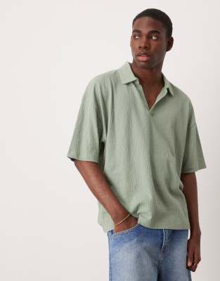 Asos Design Boxy Oversized Polo In Green