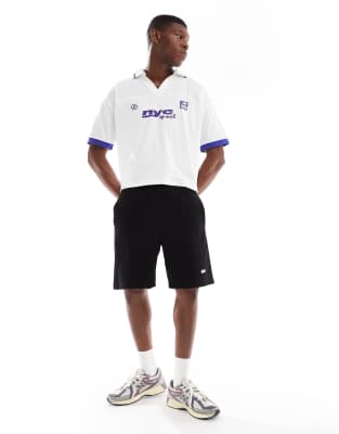 Asos Design Boxy Oversized Polo Shirt With Cut And Sew Athletic Graphics
