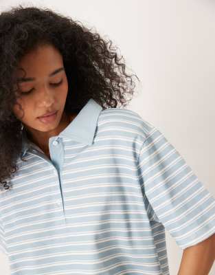 Asos Design Boxy Oversized Polo Shirt With Shoulder Pad