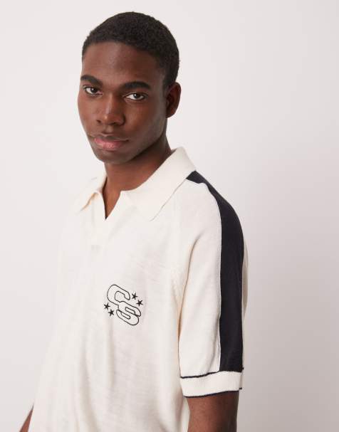 ASOS DESIGN boxy oversized polo with embroidery in white - view 1