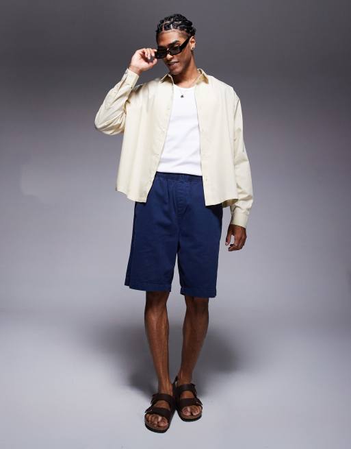 ASOS DESIGN boxy oversized poplin shirt in beige, 2 of 4