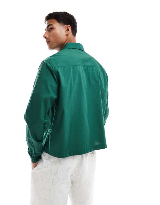 ASOS DESIGN boxy oversized poplin shirt in green, 4 of 4