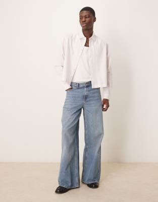 Asos Design Boxy Oversized Poplin Shirt In White
