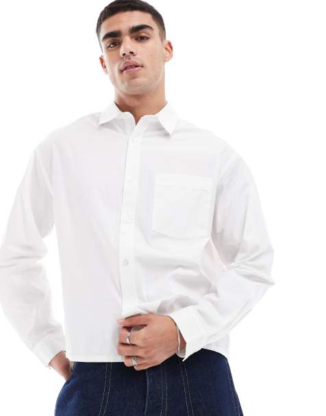 ASOS DESIGN boxy oversized poplin shirt in white - view 1