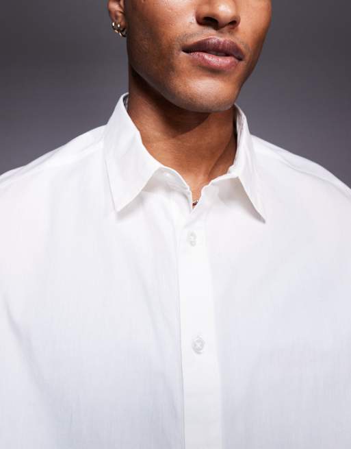 ASOS DESIGN boxy oversized poplin shirt in white