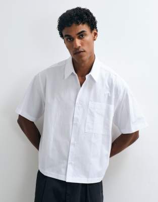 Asos Design Boxy Oversized Poplin Shirt In White