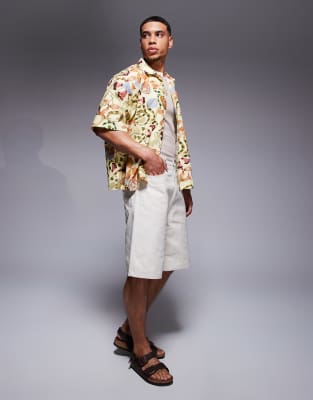 Asos Design Boxy Oversized Printed Shirt In Multi