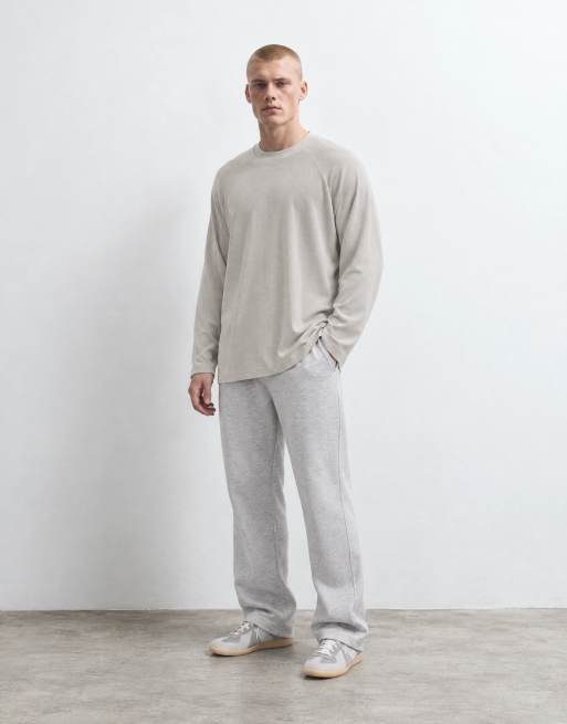 ASOS DESIGN boxy oversized raglan T-shirt met lange mouwen in stone wafelstructuur, 10 van 10