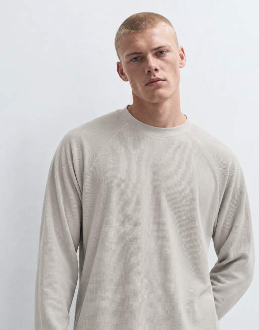ASOS DESIGN boxy oversized raglan T-shirt met lange mouwen in stone wafelstructuur, 7 van 10