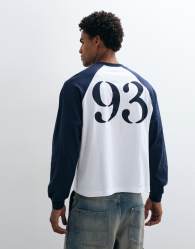ASOS DESIGN boxy oversized raglan t-shirt with 93 graphic in white
