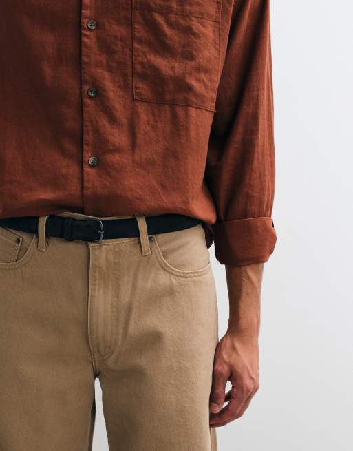 ASOS DESIGN boxy oversized revere linen blend shirt in brown, part of a set, 2 of 5